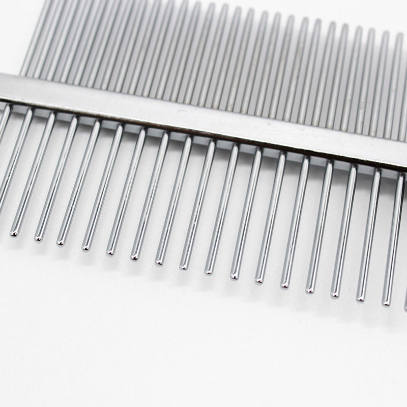 Pet grooming products i.e Double row comb with shank footprint and dense teeth,