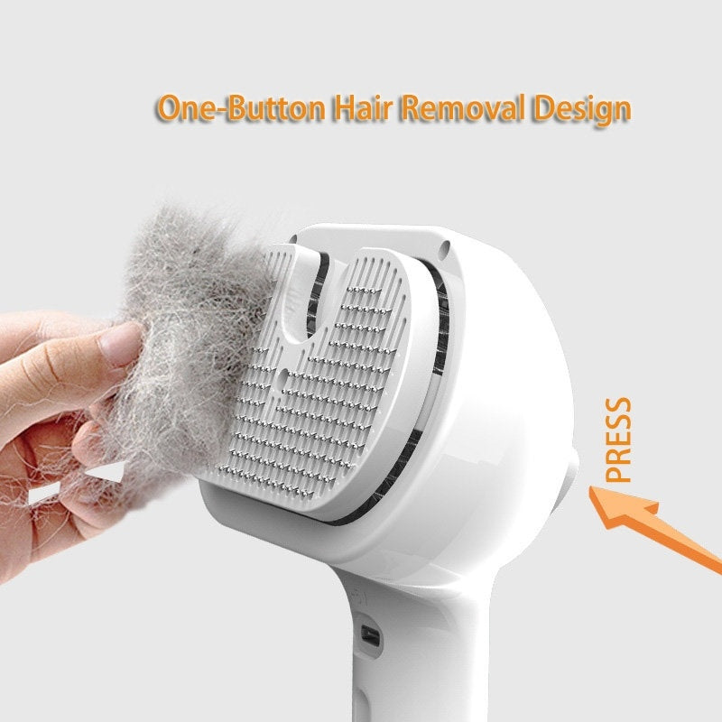 Self-Cleaning Pet Hair Remover Comb with Built-in Mist – Grooming & Dematting Brush for Dogs