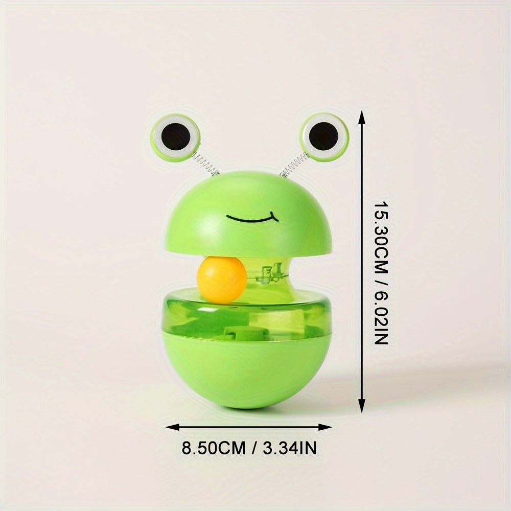 Cat Toy Frog Tumbler Food Dropping Ball – Interactive Treat Dispenser - ok best bark bargains