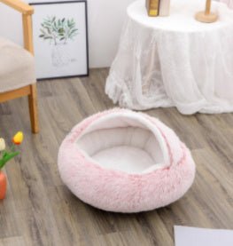 2 In 1 Dog And Cat Bed Pet Winter Bed Round Plush Warm Bed House Soft Long Plush Pets Bed Pet Products - ok best bark bargains