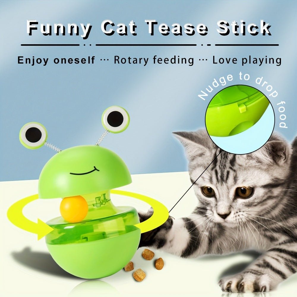 Cat Toy Frog Tumbler Food Dropping Ball – Interactive Treat Dispenser - ok best bark bargains