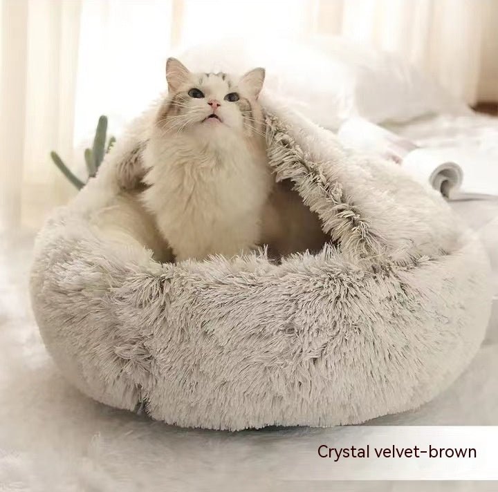 2 In 1 Dog And Cat Bed Pet Winter Bed Round Plush Warm Bed House Soft Long pet products - ok best bark bargains
