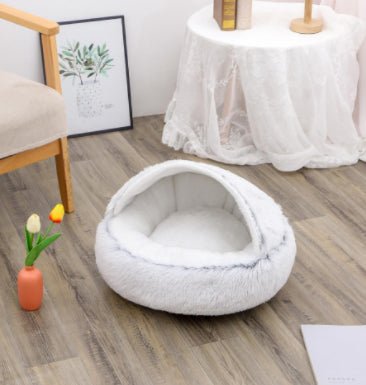 2 In 1 Dog And Cat Bed Pet Winter Bed Round Plush Warm Bed House Soft Long pet products - ok best bark bargains