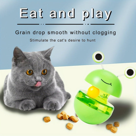 Cat Toy Frog Tumbler Food Dropping Ball – Interactive Treat Dispenser - ok best bark bargains