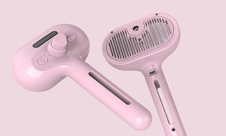 Self-Cleaning Pet Hair Remover Comb with Built-in Mist – Grooming & Dematting Brush for Dogs