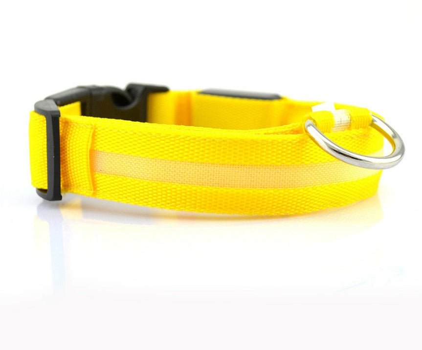 Nylon LED Pet Dog Luminous Collar Night Safety Flashing Glow in Dark Dog Cat Leash Adjustable Pet Supplies - ok best bark bargains