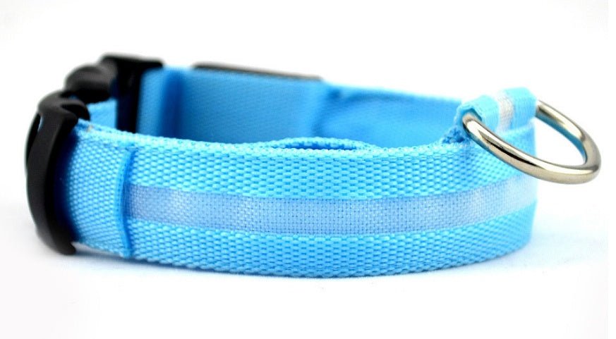 Nylon LED Pet Dog Luminous Collar Night Safety Flashing Glow in Dark Dog Cat Leash Adjustable Pet Supplies - ok best bark bargains