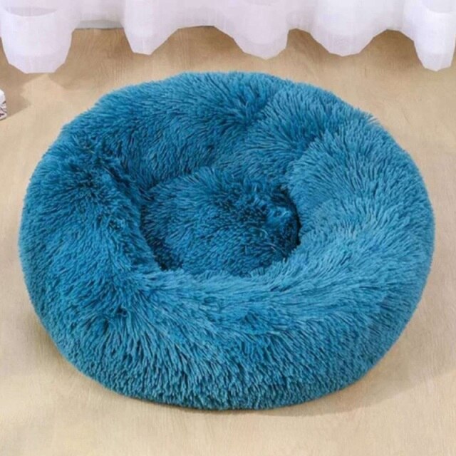 Round Cat Bed Warm Sleeping Cat Nest For Dogs Basket Pet Products Cushion Soft Long Plush Cat Pet Bed Mat Cat House Animals Sofa
